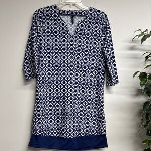 Aqua et Sol Elegant Blue Patterned Dress